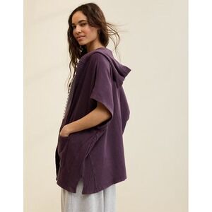 Aerie Hooded Fleece Cape Purple Medium New With Tags